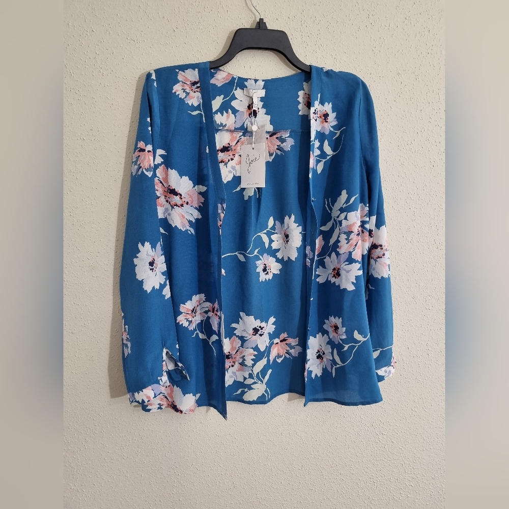 Joie Michi Blue Floral Printed Silk Blouse Size S. New With Tags. - Picture 8 of 10